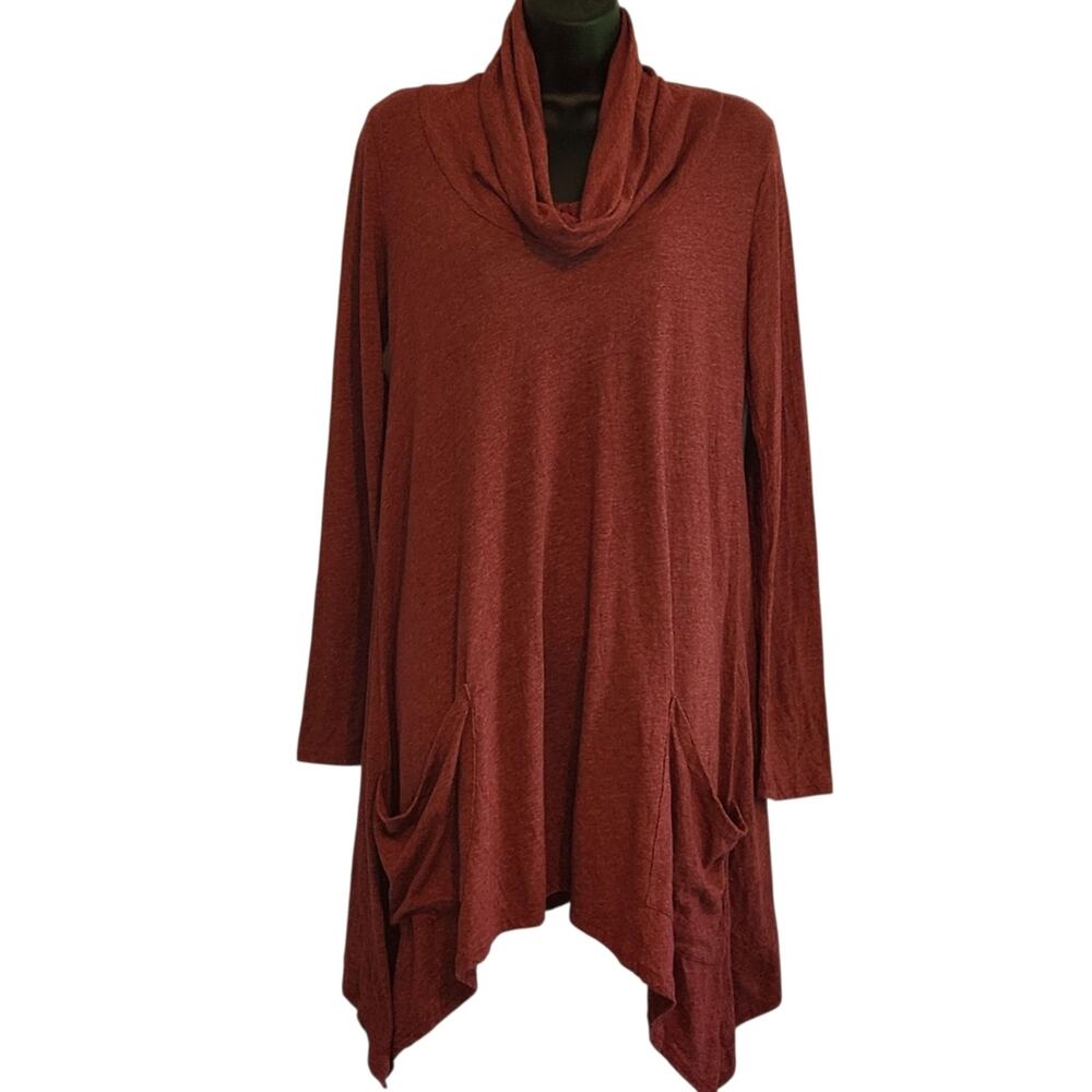 Chalet cowl neck tunic lagenlook red size S